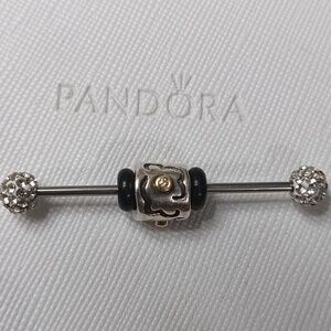 PandoraSilver/14k Diamond Life's Path Diamond Two Tone Vintage Charm